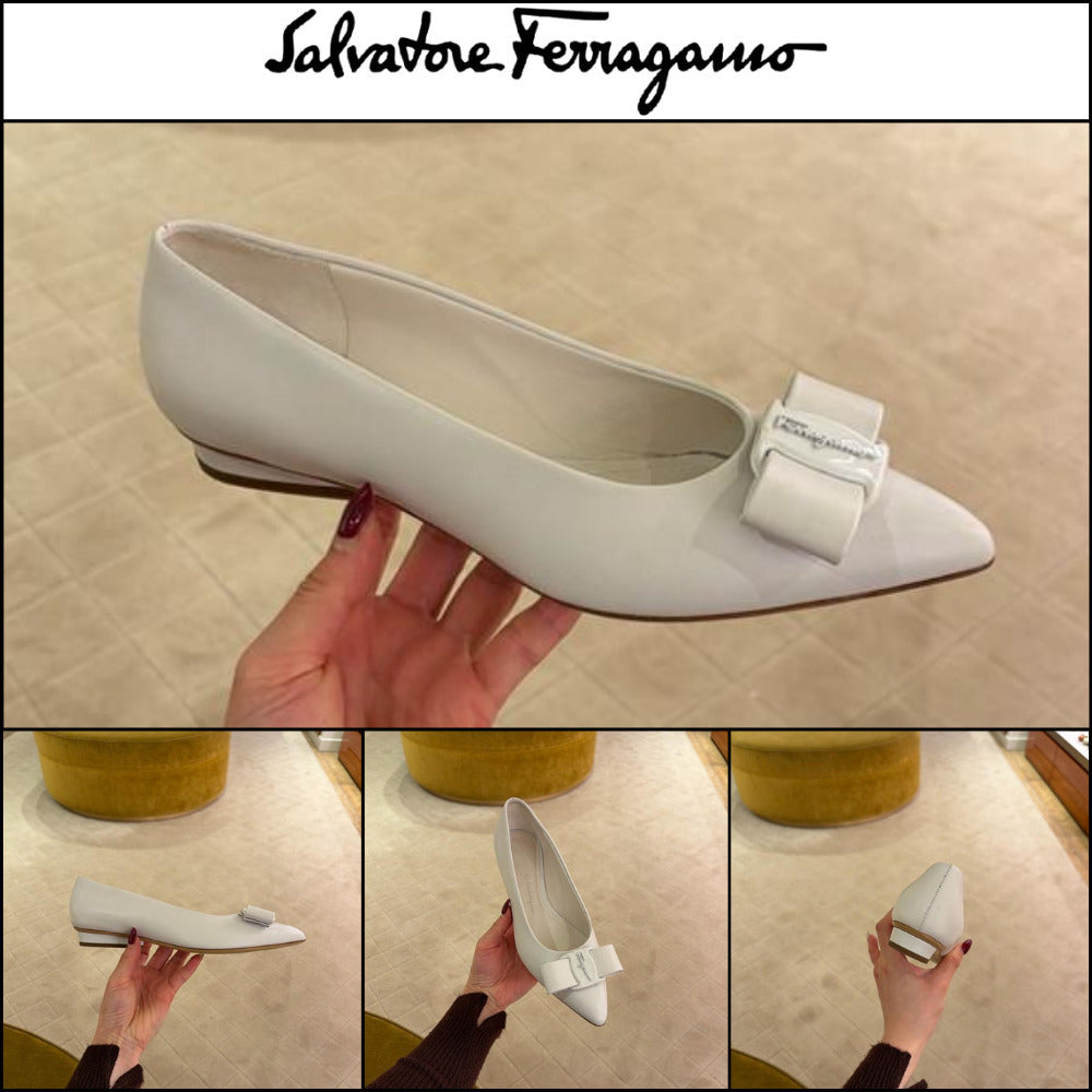 【FERRAGAMO】VIVA NEW VARA BOW BALLET FLATS WHITE