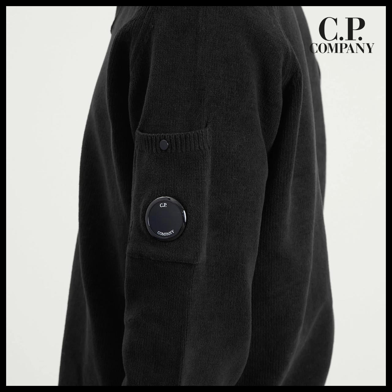 【CP COMPANY】Cotton Chenille Polo Collar Lens Sweater