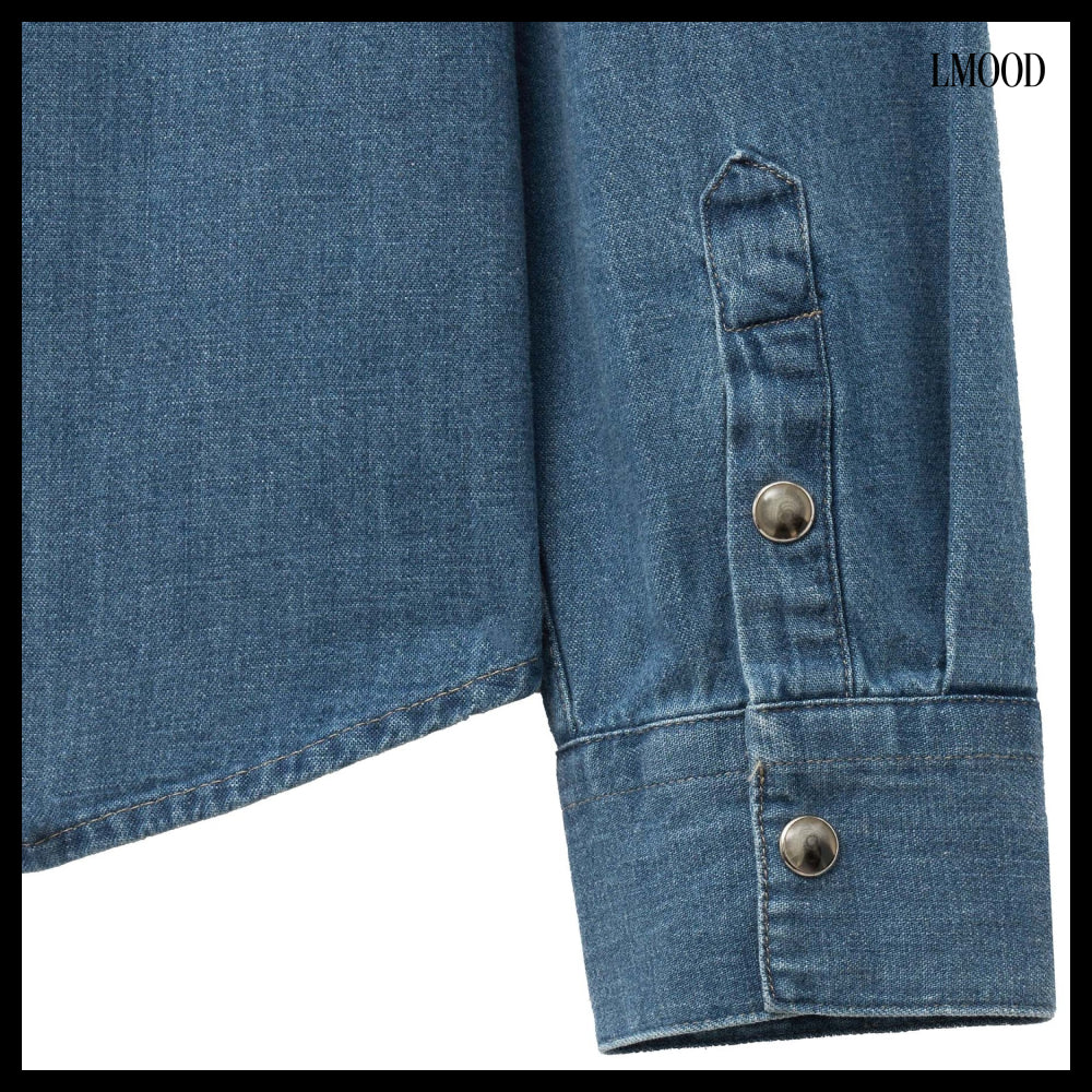 【LMOOD】W Stewart Western Denim Shirt Classic Blue