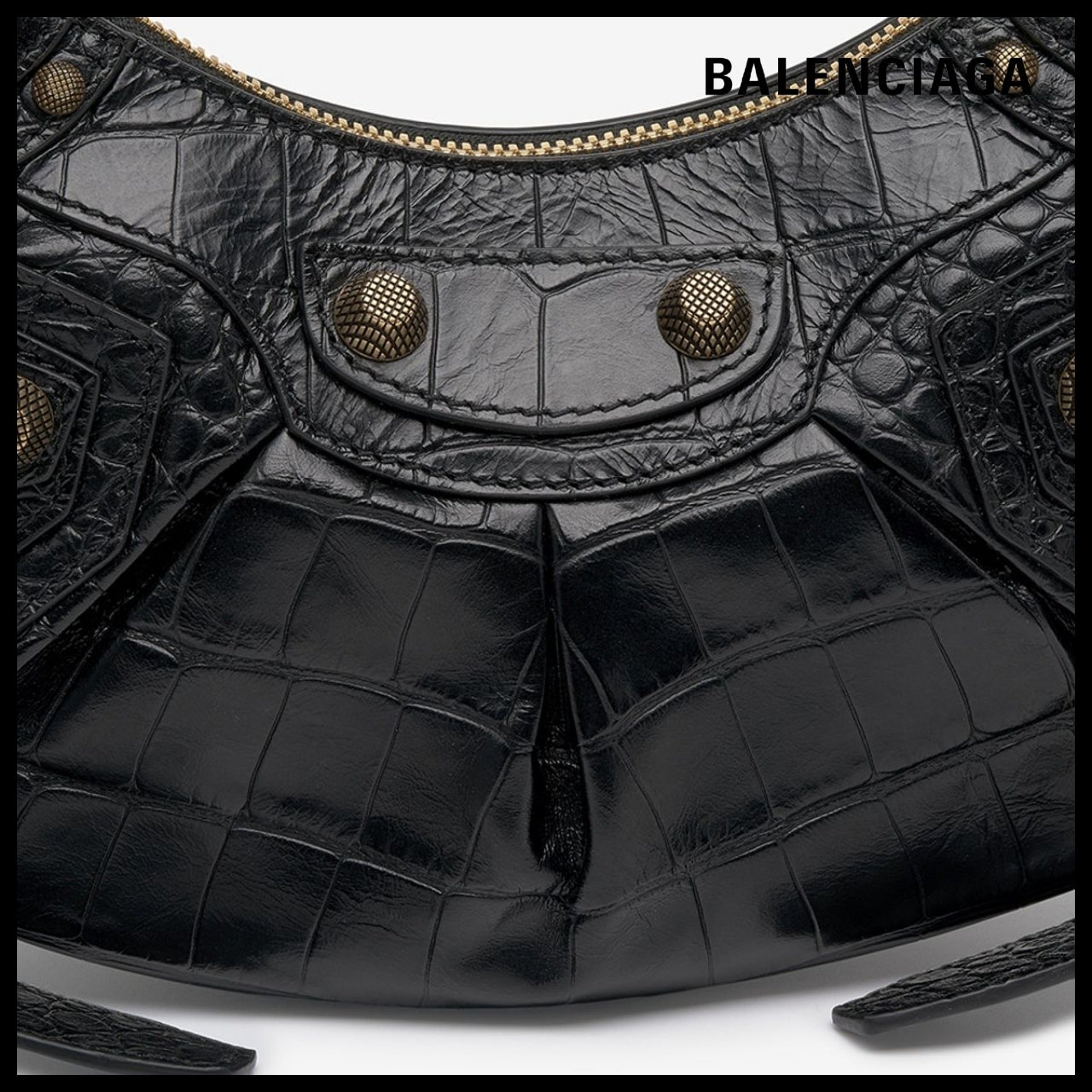 【BALENCIAGA】Le Cagole XS Shoulder Bag Crocodile Embossed