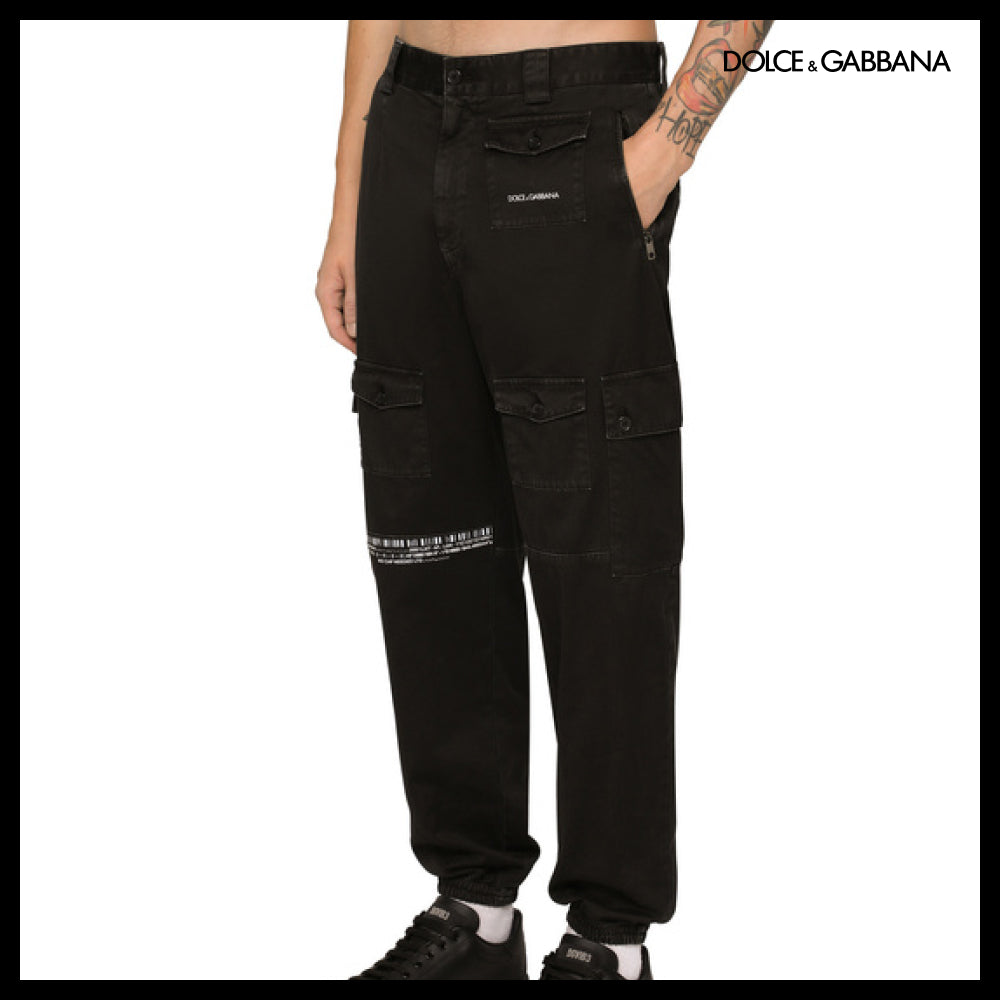 【Dolce & Gabbana】GARMENT-DYED CARGO PANTS WITH MULTIPLE