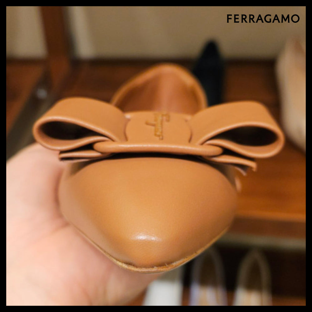 【Ferragamo】VIVA NEW ballerina flat shoes brown