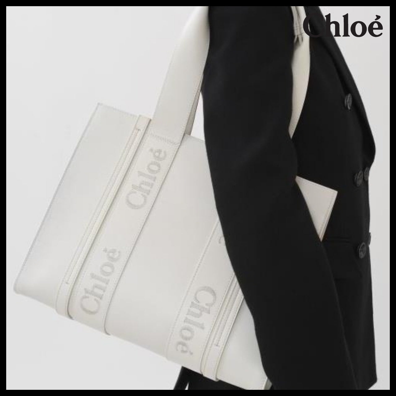 【Chloe】Medium Woody Tote Bag White