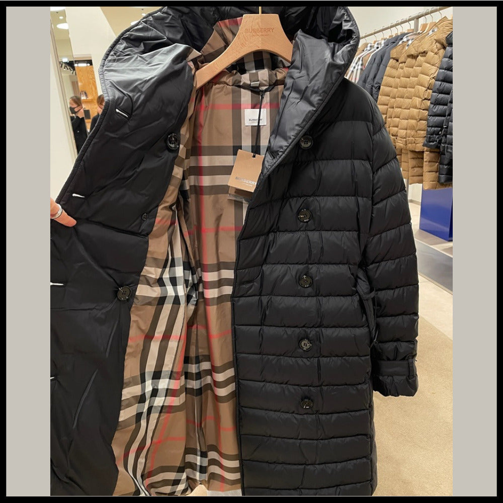 【BURBERRY】WITLEY Belted Long Down Coat Black