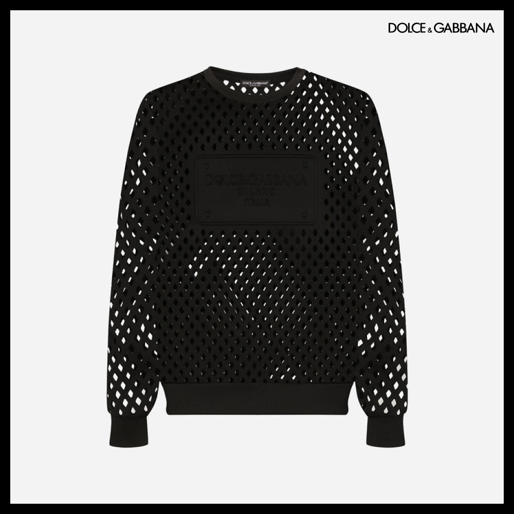 【Dolce&Gabbana】PERFORATED JERSEY SWEATSHIRT EMBOSSED TAG