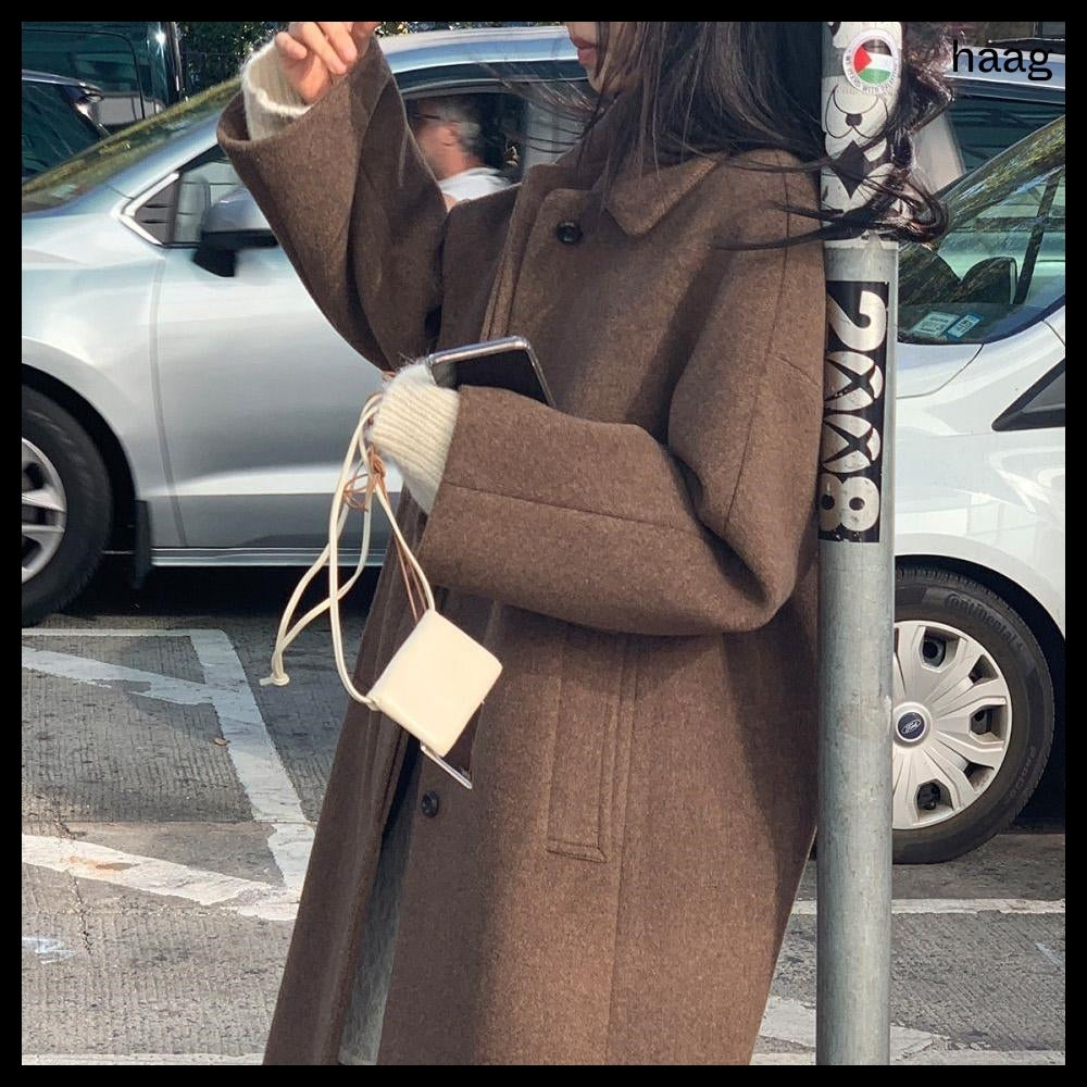 【HAAG】A Wool Single Coat Brown