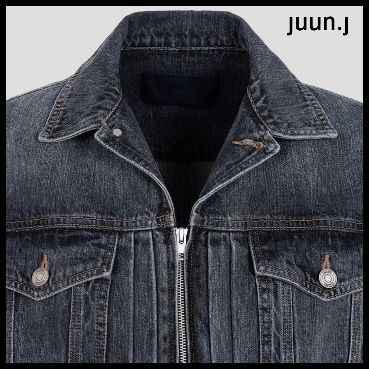 【JUUN.J】CORE Denim Zipper Detail Trucker Ash