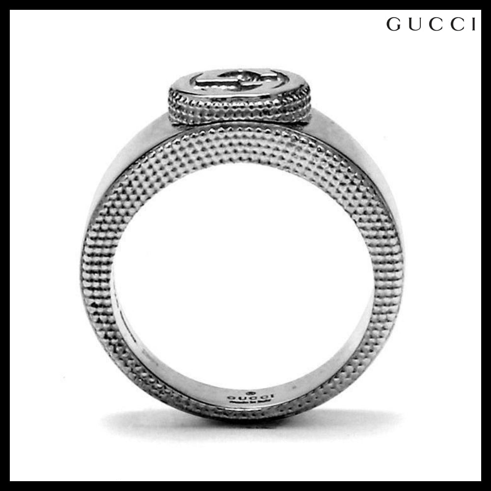 【GUCCI】Interlocking Emblem Silver Ring Silver