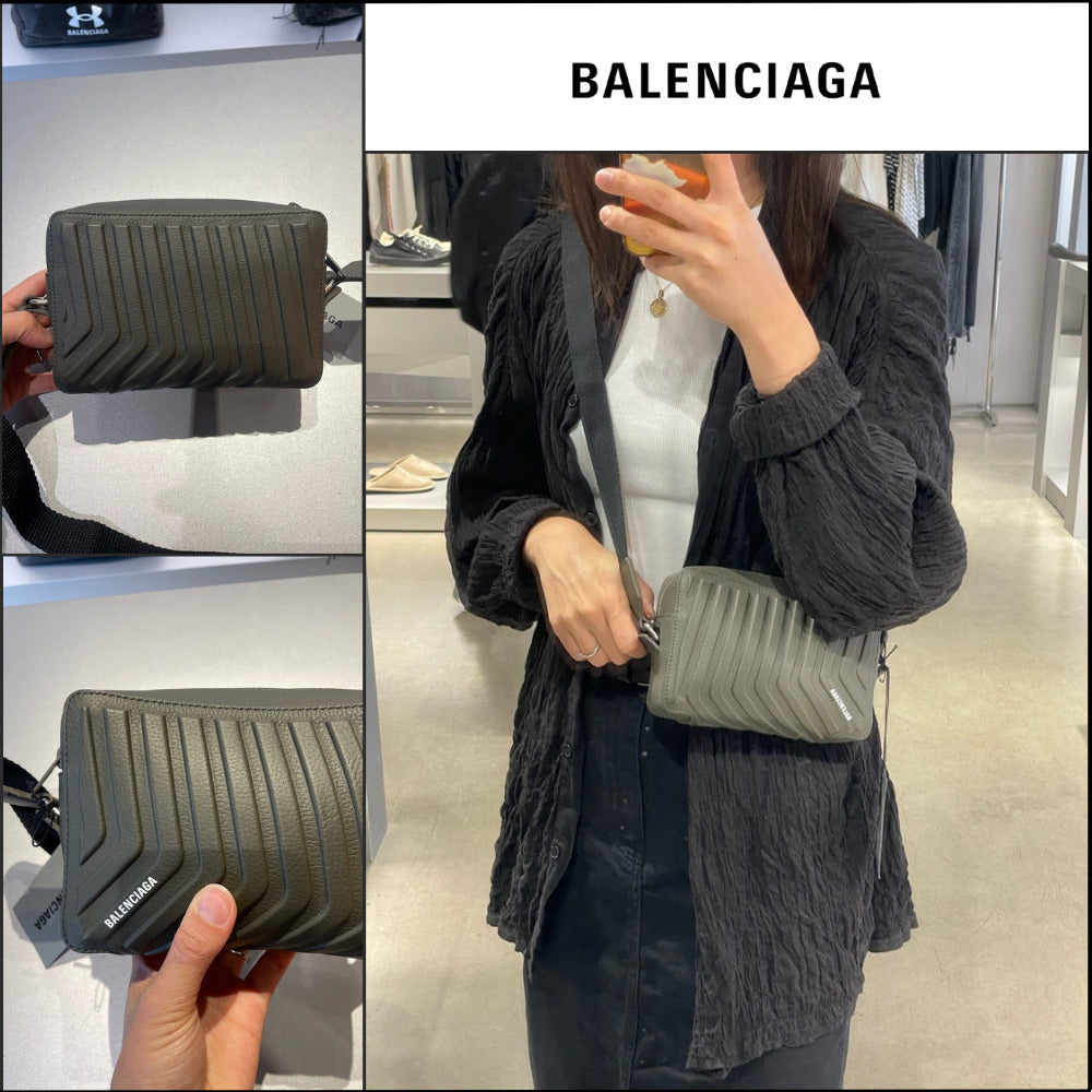 【BALENCIAGA】Ca Grain Calf Camera Bag Khaki