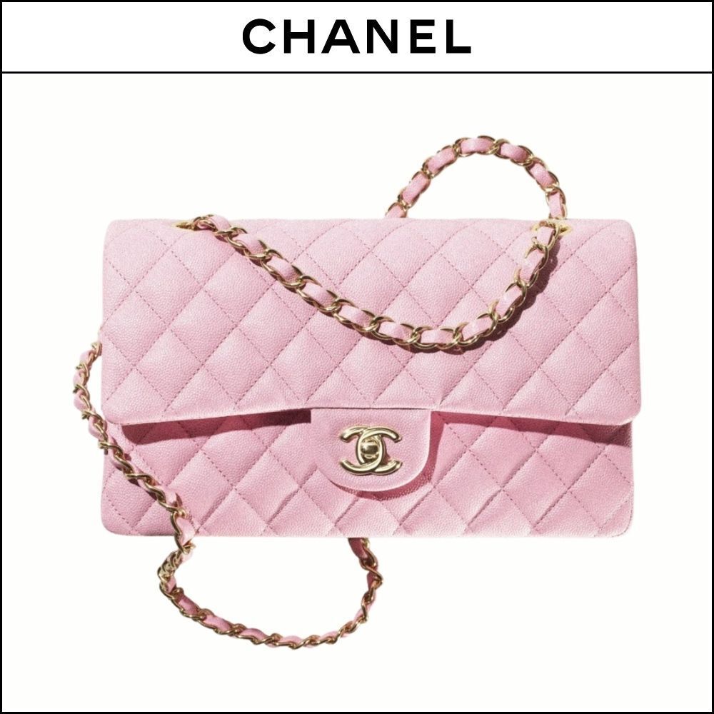 【CHANEL】Medium Classic Handbag Grained Shiny Calfskin