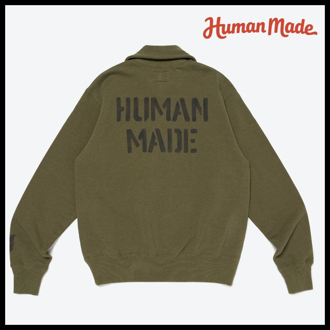 【HUMAN MADE】HALF-ZIP SWEATSHIRT OLIVE DRAB