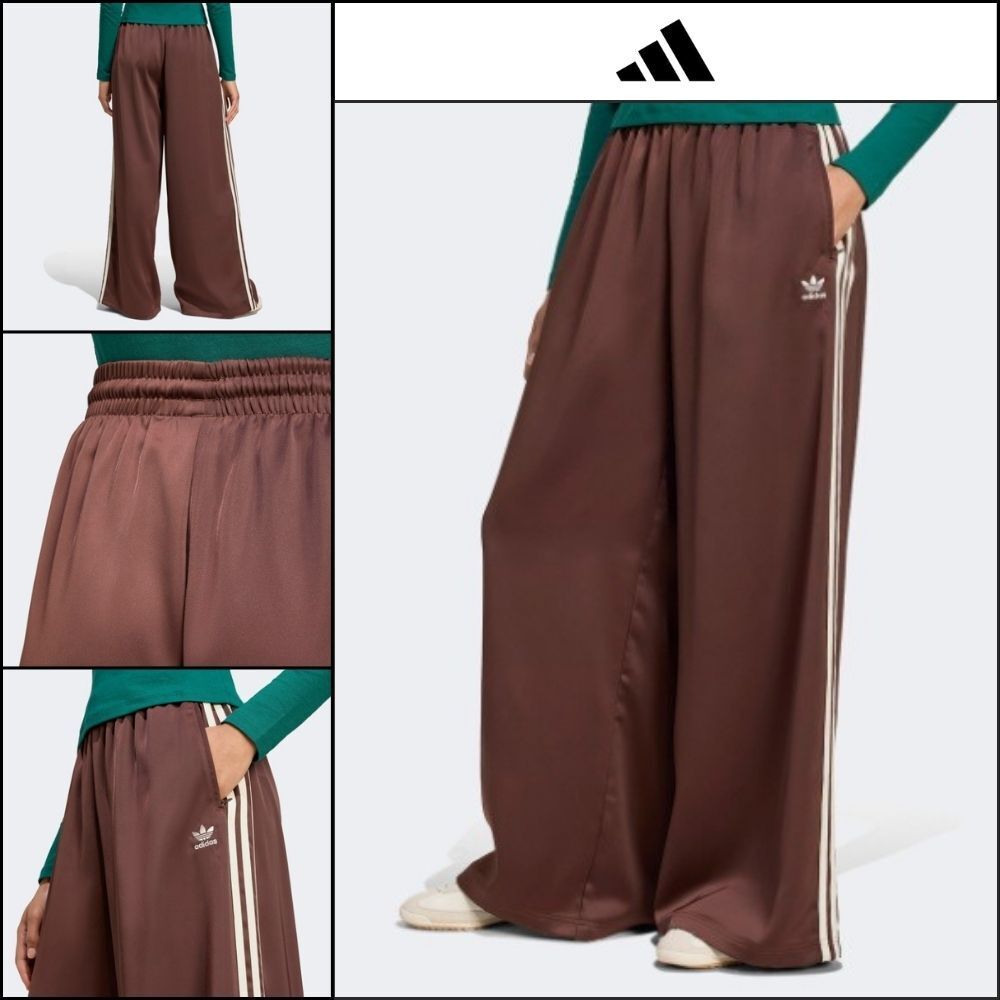 【adidas】Adicolor Satin Wide-Leg Track Pants AUBURN
