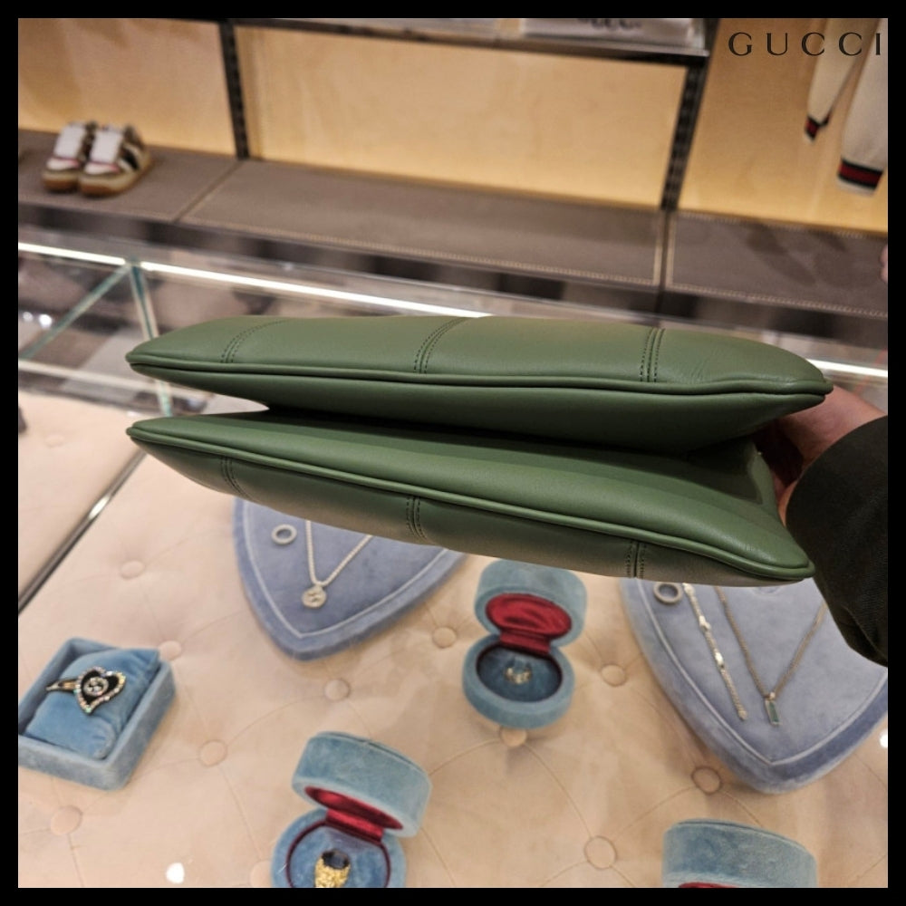 【GUCCI】PETITE GG Sena calf chatote bag green soil grass