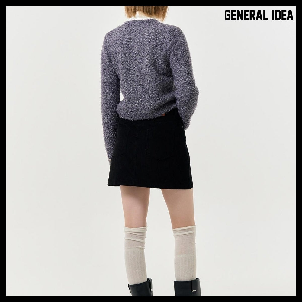 【GENERAL IDEA】Boucle Tweed Knit Jacket CHARCOAL