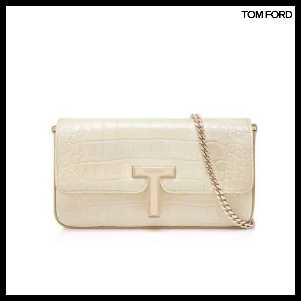 【TOM FORD】CROC EFFECT WALLIS CLUTCH BAG