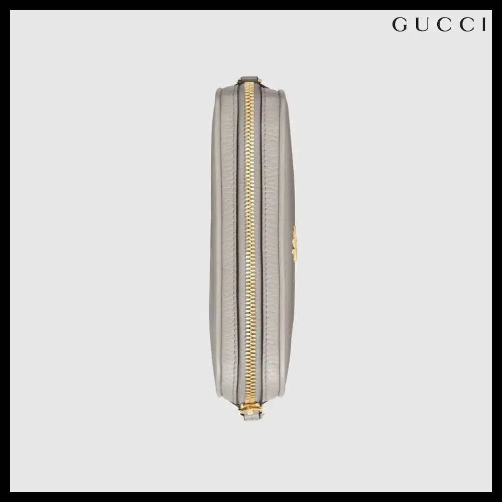 【GUCCI】Marmont Dollar Calf Mini Zip Crossbody Bag Grey Sky