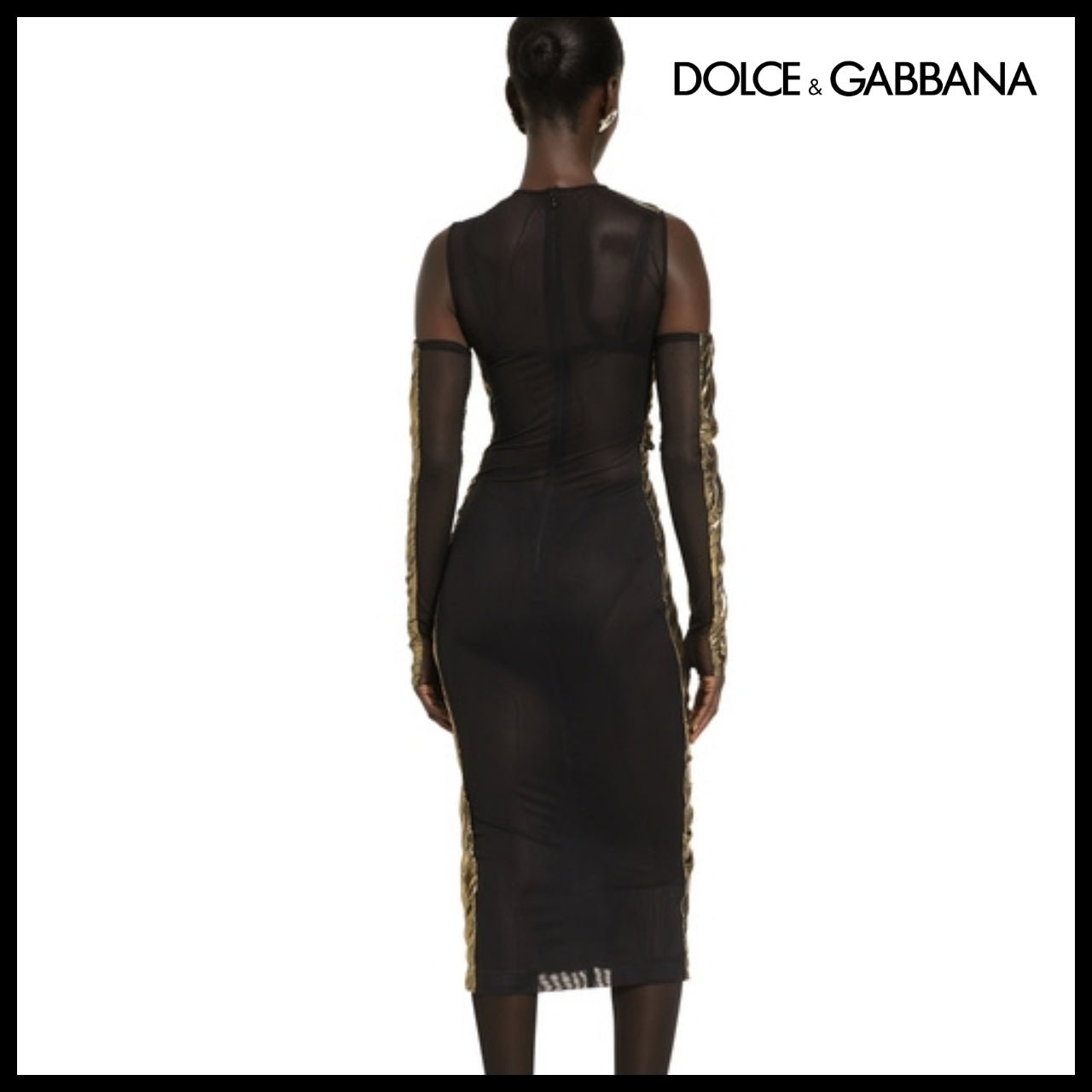 【Dolce & Gabbana】FOILED ORGANZINE CALF-LENGTH DRESS
