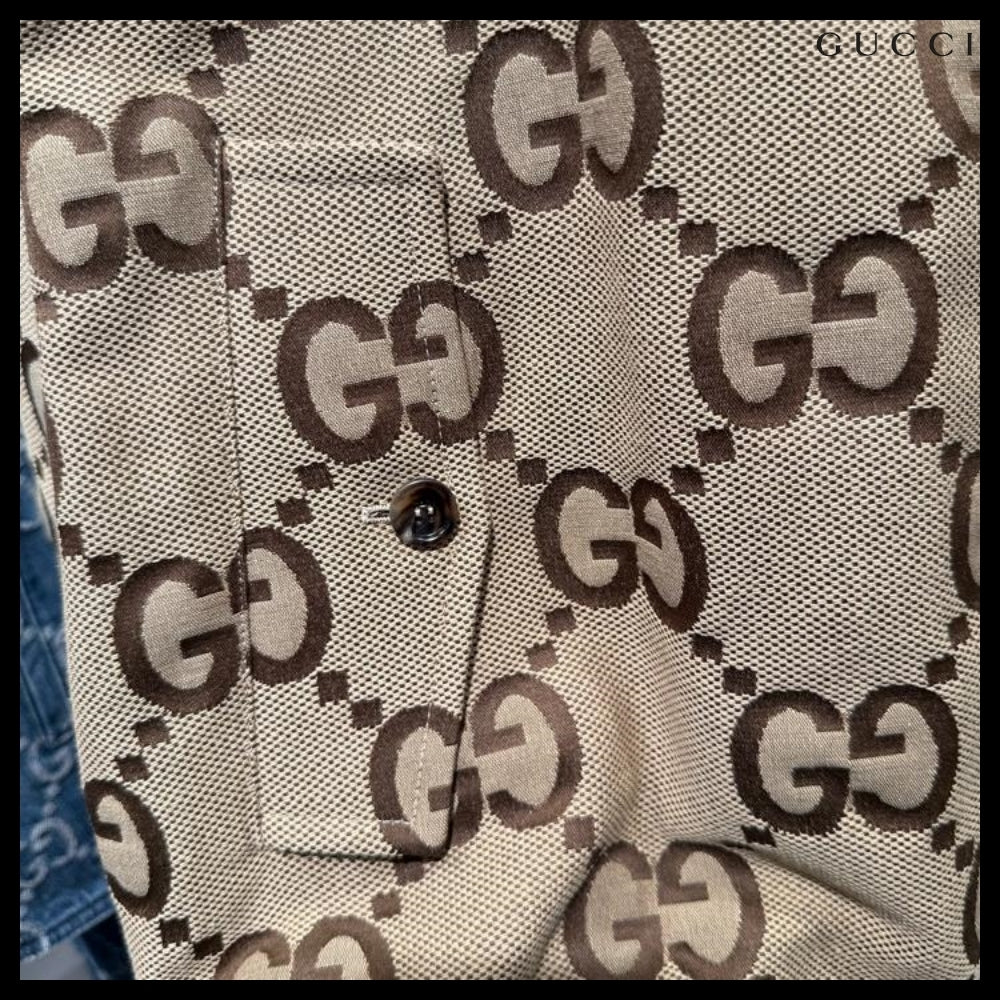 【GUCCI】Jumbo GG Cotton Canvas Blouson Jacket Camel Ebony