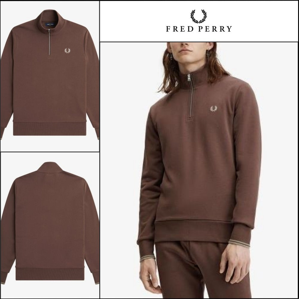 【FRED PERRY】Baseline Half Zip Sweatshirt U85 C Road Brick