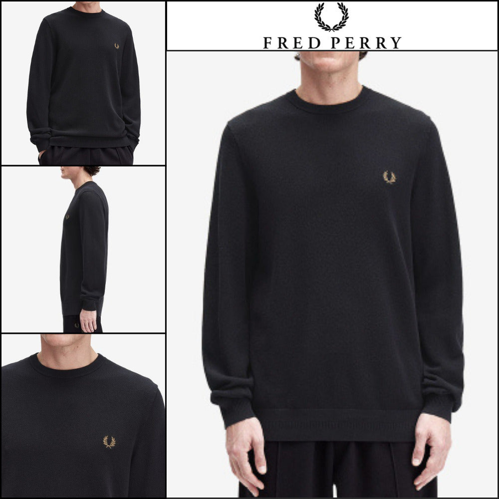 【FRED PERRY】Pique Stitch Knit Black