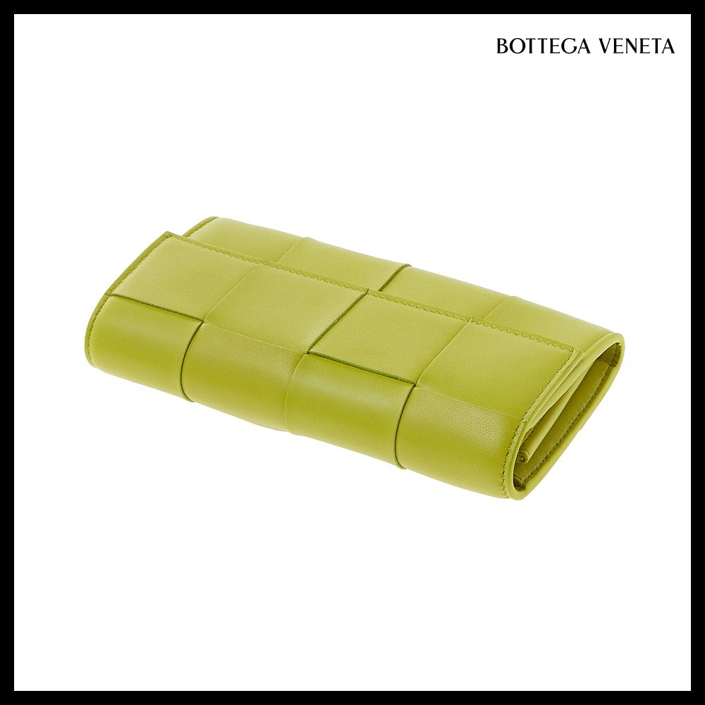 【BOTTEGA VENETA】Intreccio Nappa Calf Flap Wallet KIWI