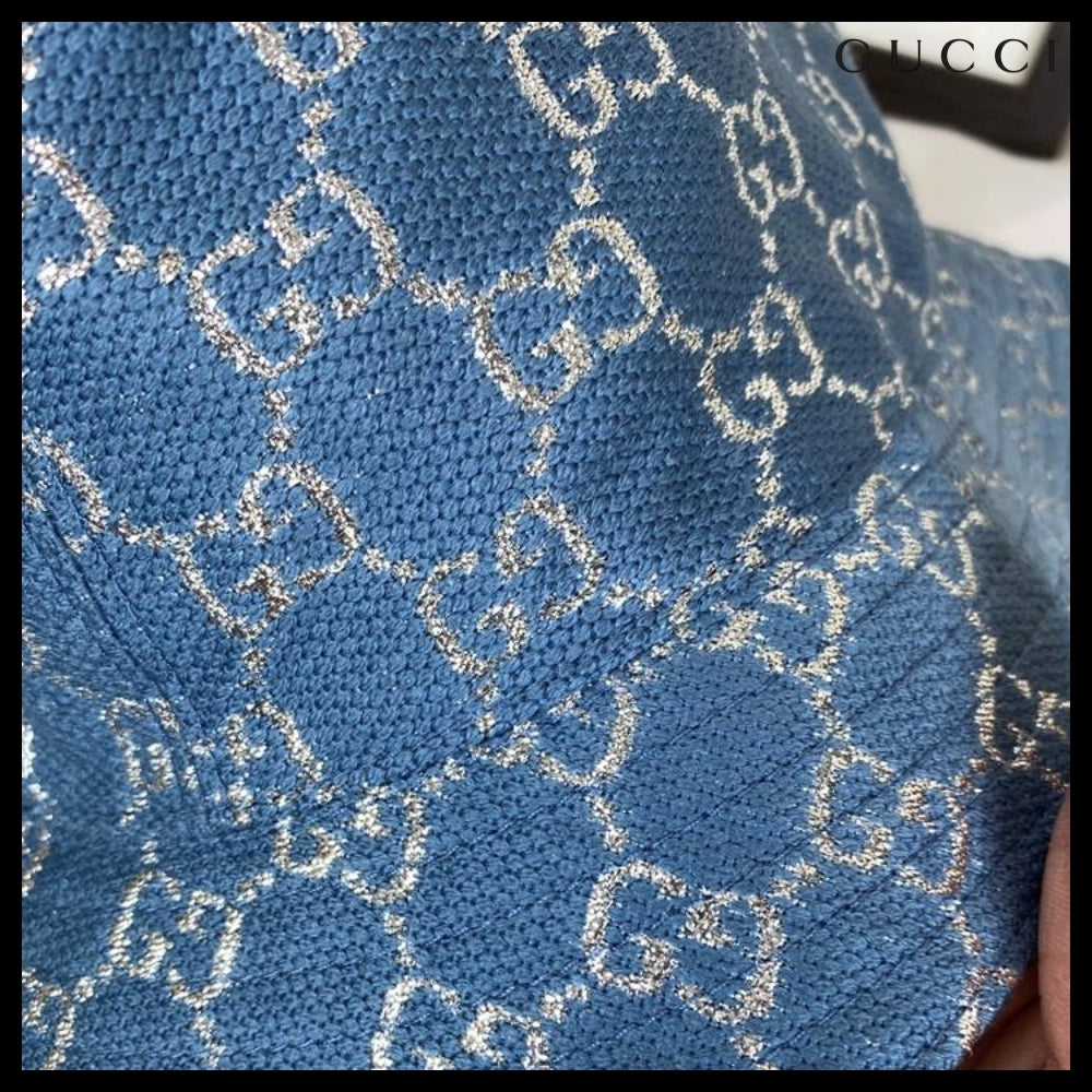 【GUCCI】 GG LAME Bucket Hat Blue