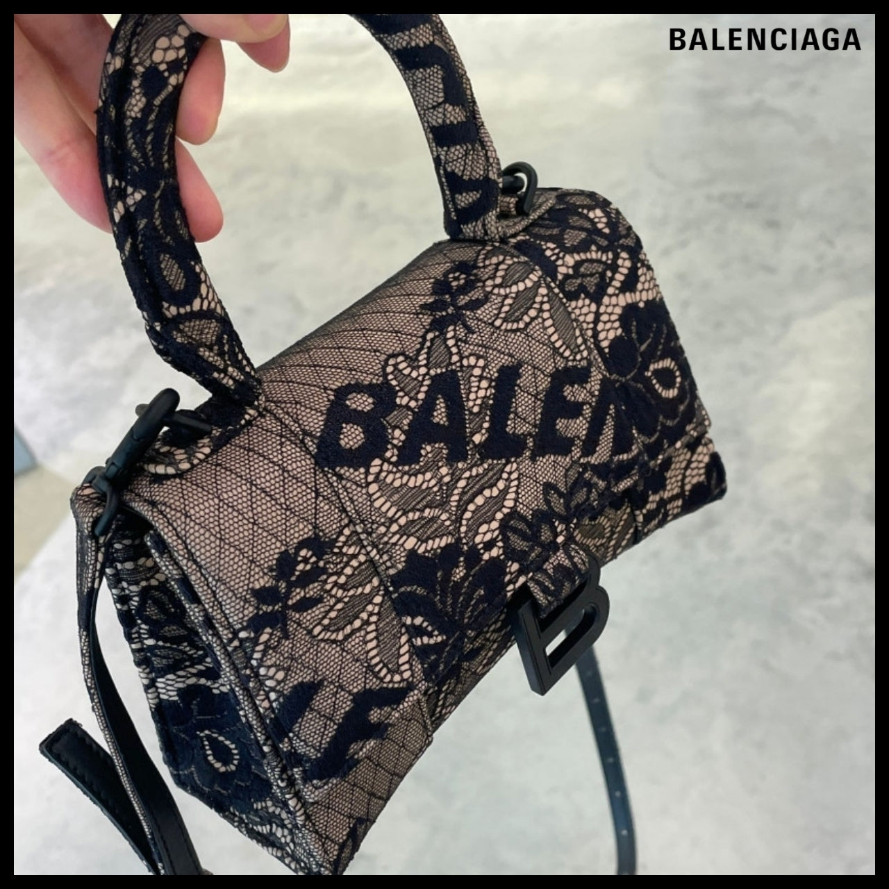 【BALENCIAGA】Hourglass XS Handbag “Dentelle” Edition