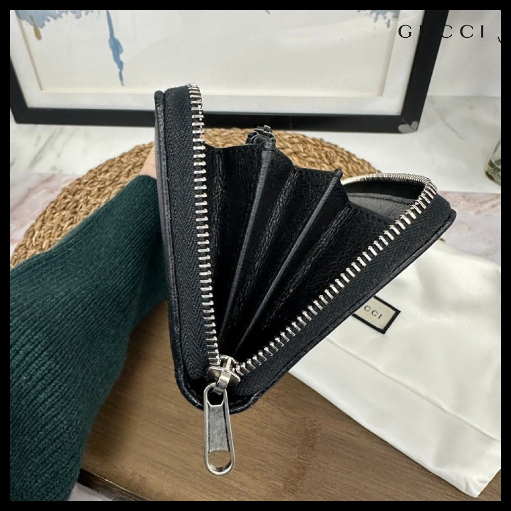 【GUCCI】Interlocking G Calf Leather Zip-Around Long Wallet