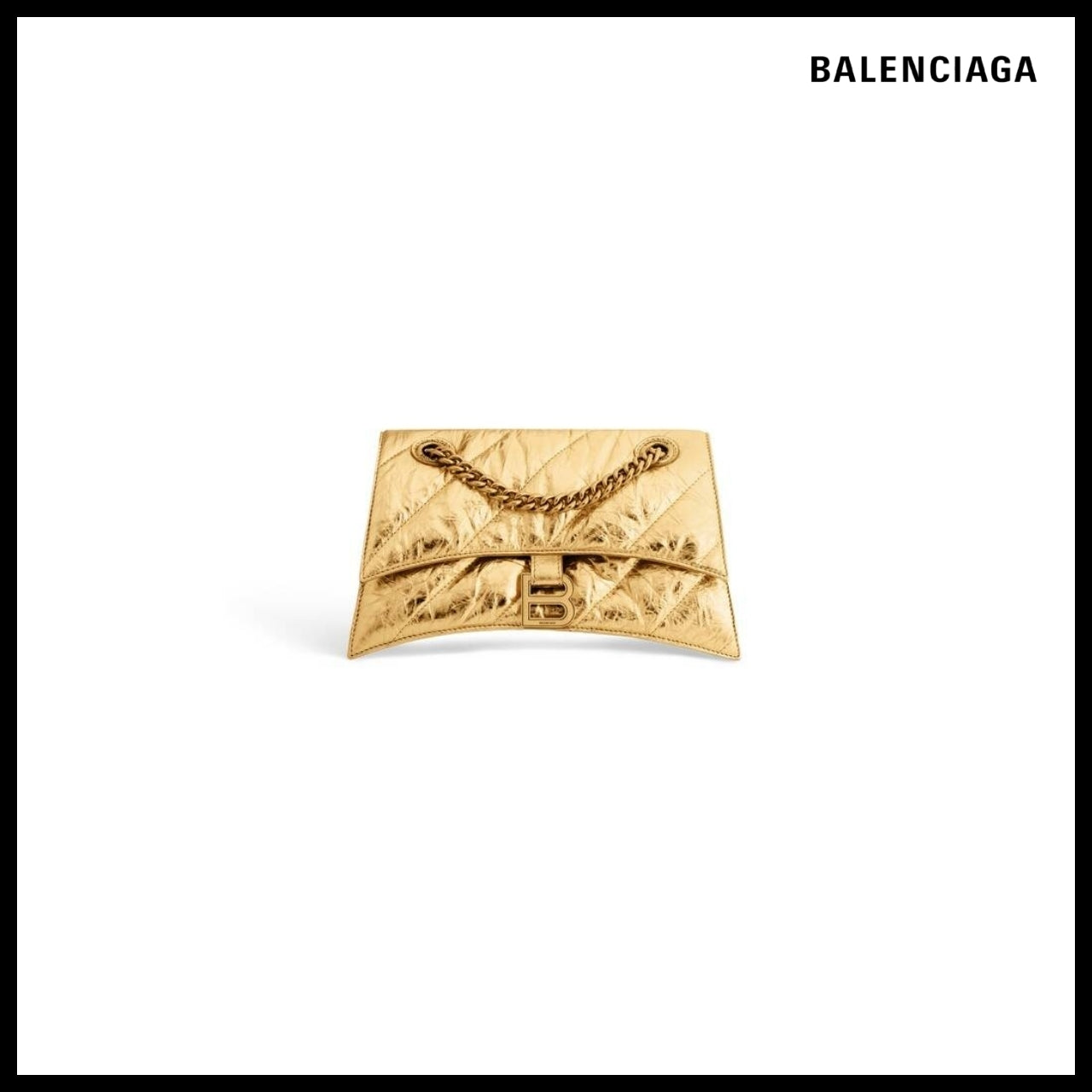 【BALENCIAGA】Crush Small Chain Bag Metallized Quilted Gold