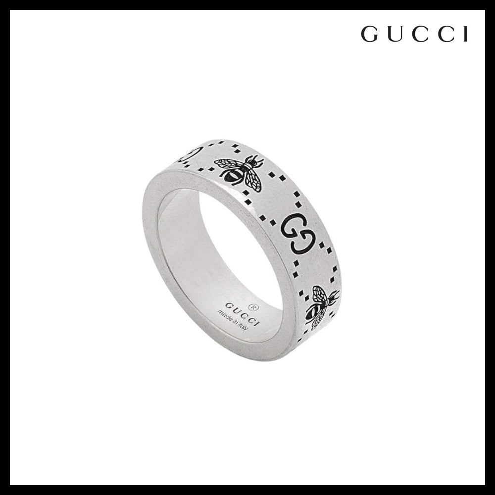 GUCCI GG BEE Logo Engraved Ring SILVER