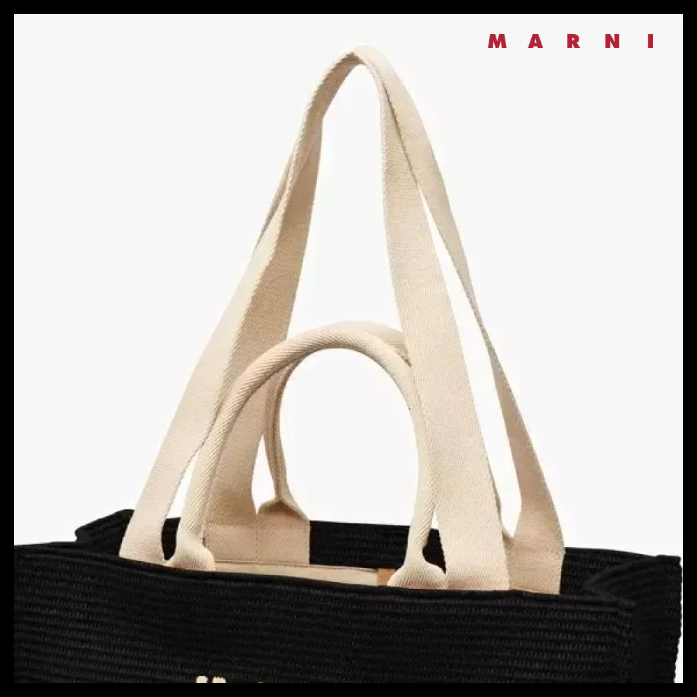 【MARNI】East West Raffia Large Top Handle Tote raffia top