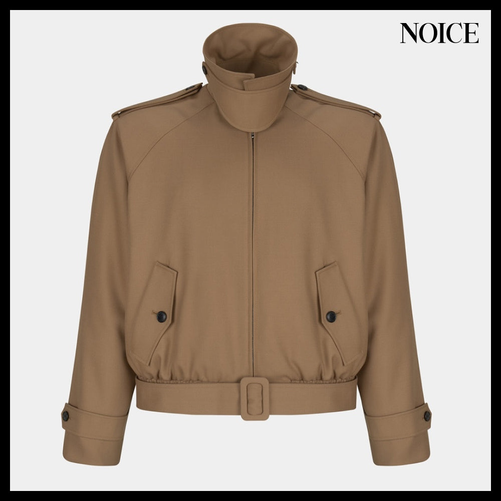 【NOICE  】NECK BUCKLE WOOL BLEND BLOUSON CAMEL