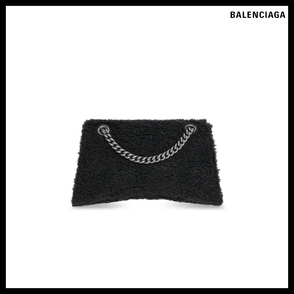 【BALENCIAGA】Crush Small Chain Bag with Faux Shearling