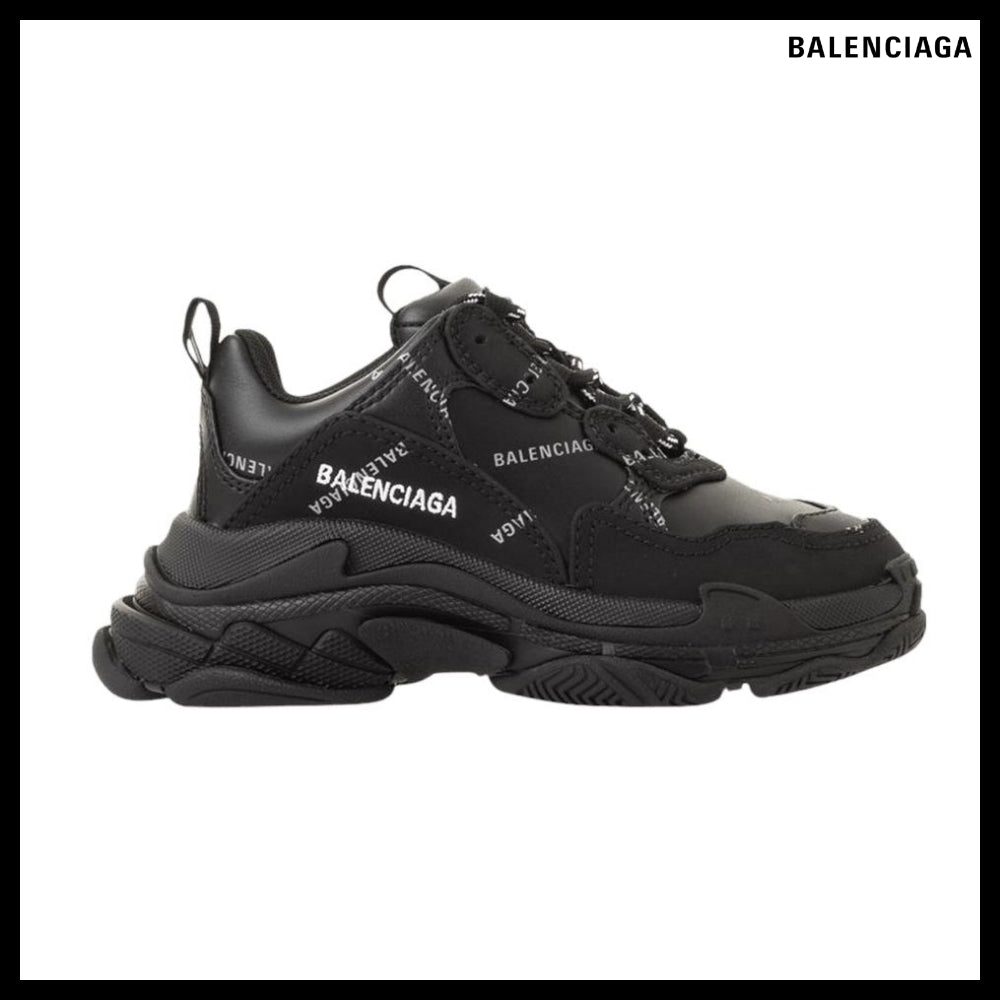 【BALENCIAGA】Kids Triple S Sneaker Logo Black