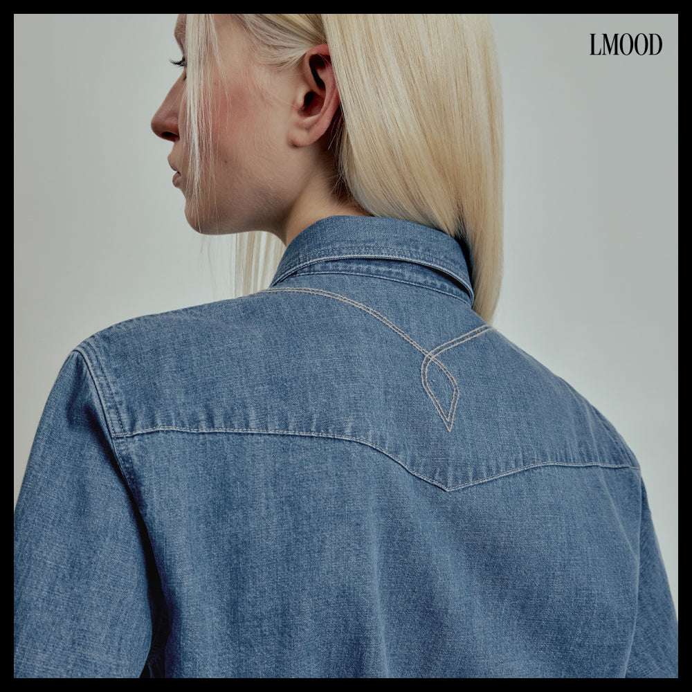 【LMOOD】W Stewart Western Denim Shirt Classic Blue