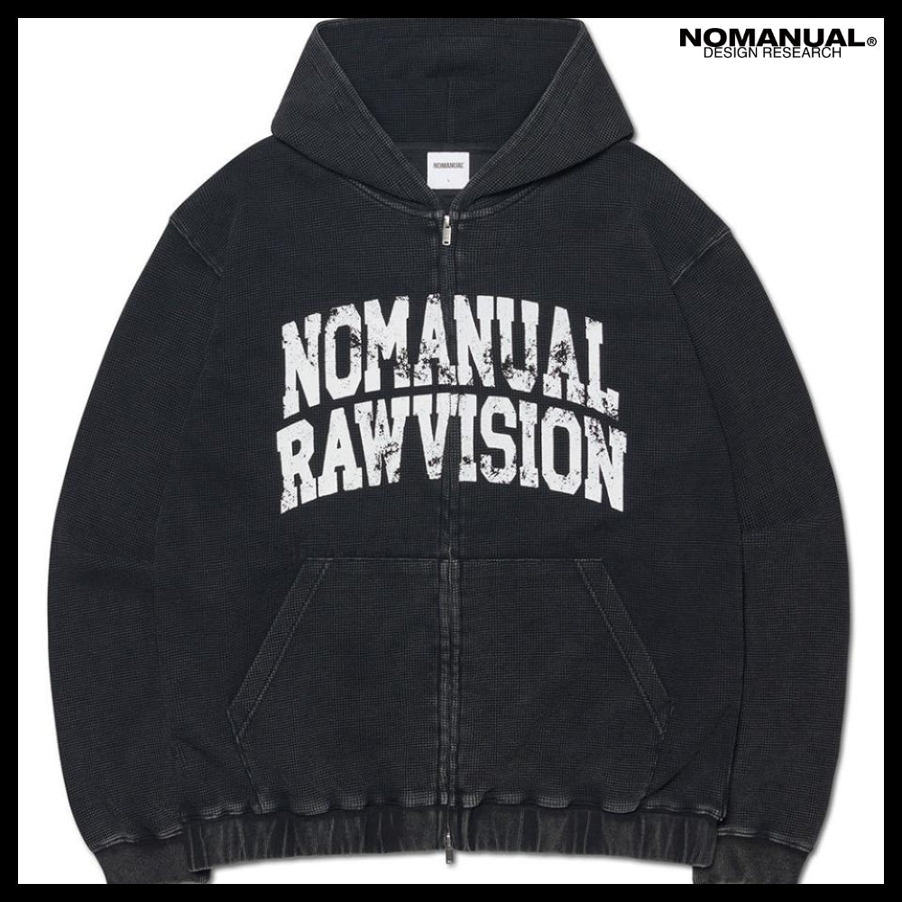 【NOMANUAL】VINTAGE WAFFLE HOODED ZIP UP 2 Colors
