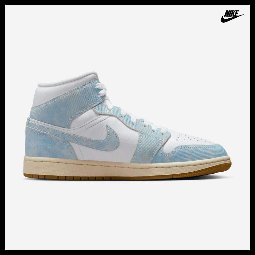 【NIKE】Air Jordan 1 Mid SE W White Gum Light Brown One Blue