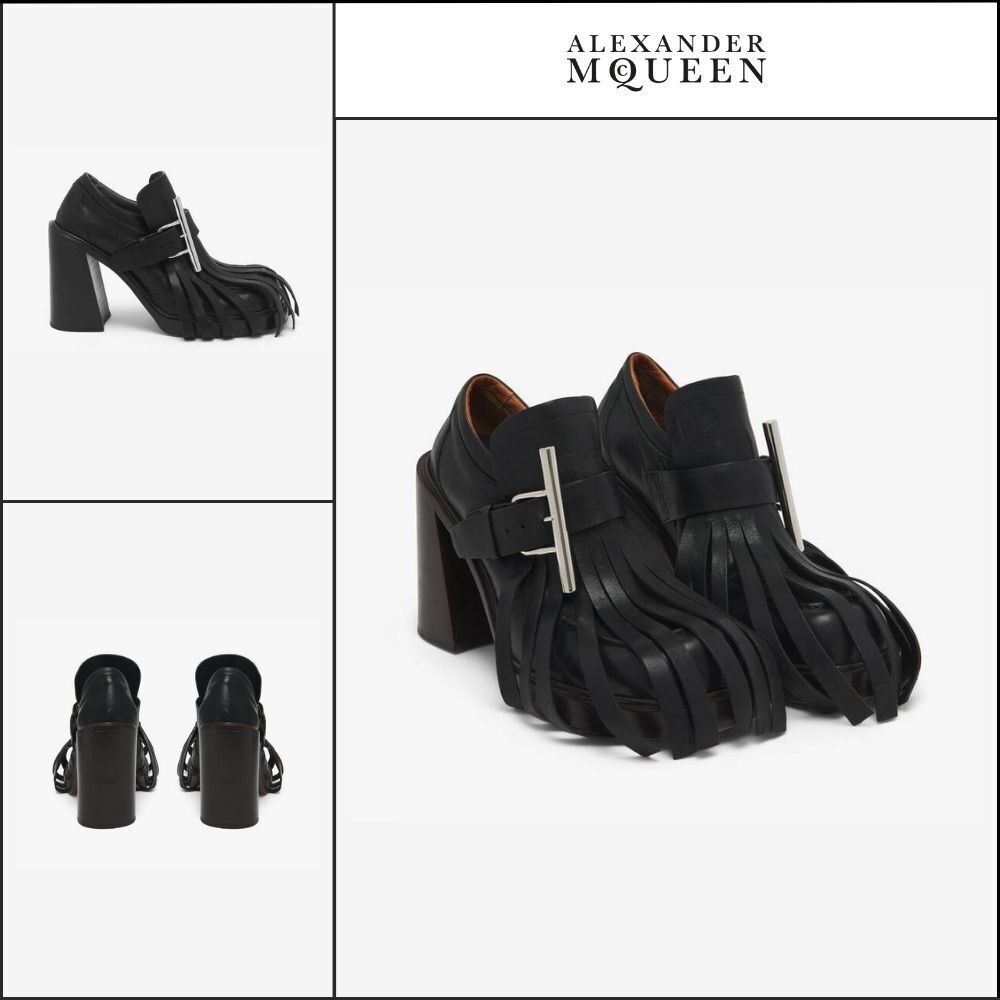 【Alexander Mcqueen】Cross-Bar Fringe Heeled Loafer