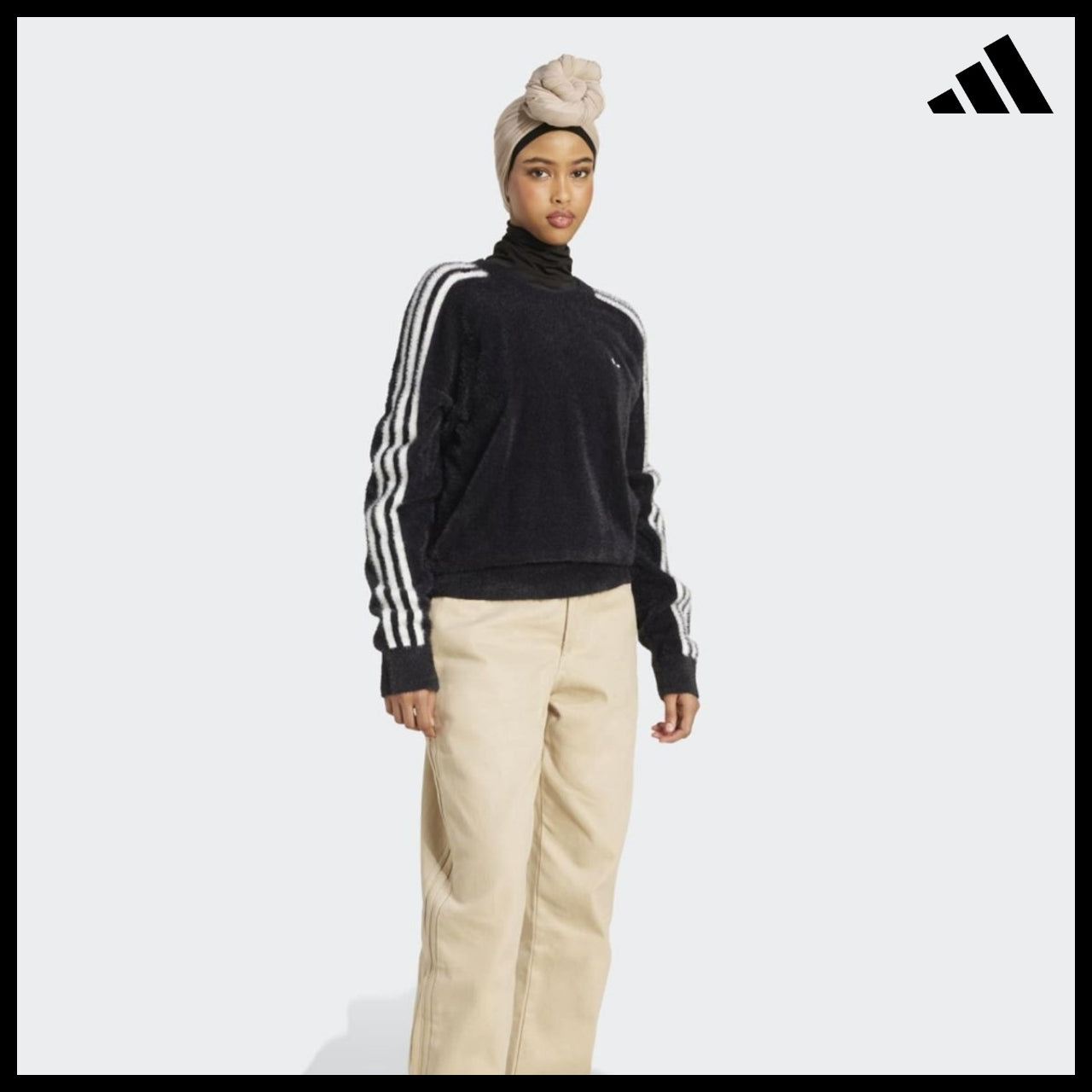 【ADIDAS】Holiday Black Knit Sweater Winter Knit