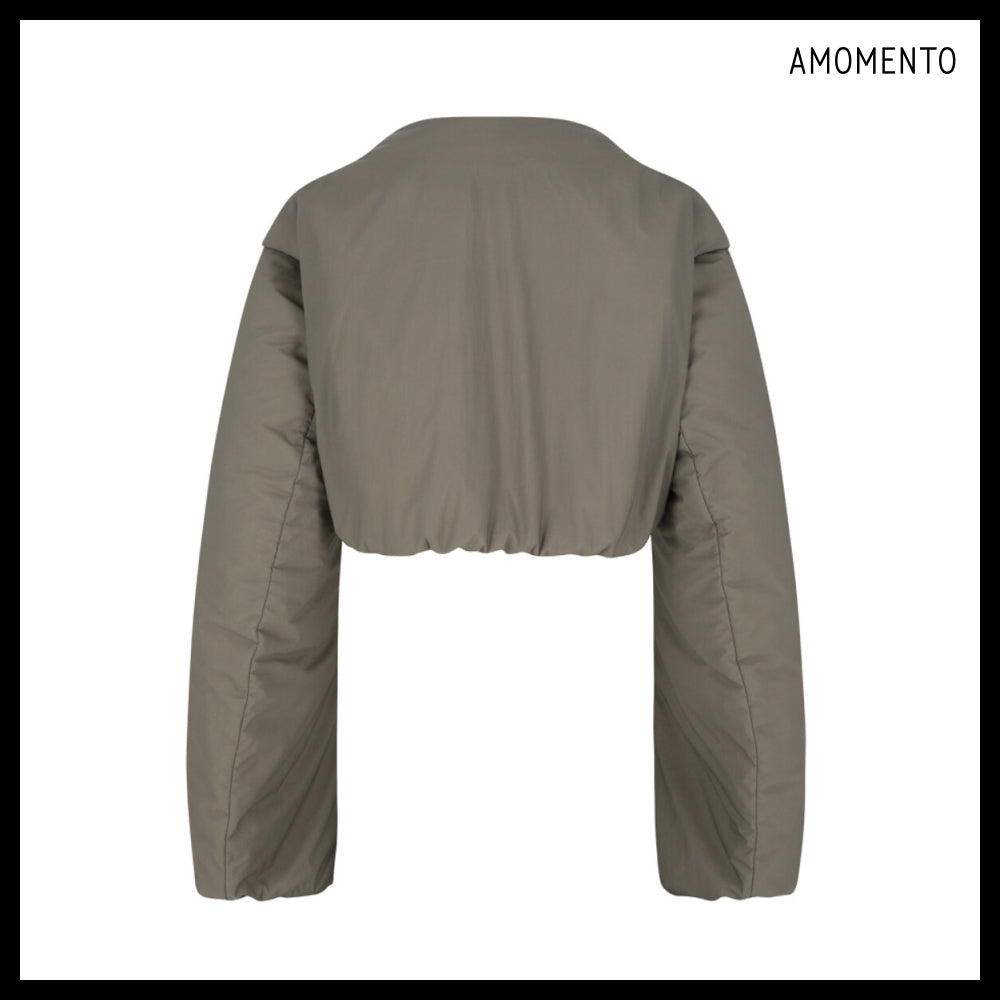 【AMOMENTO】Sheer Nylon Padded Crop Jumper 2 Colors