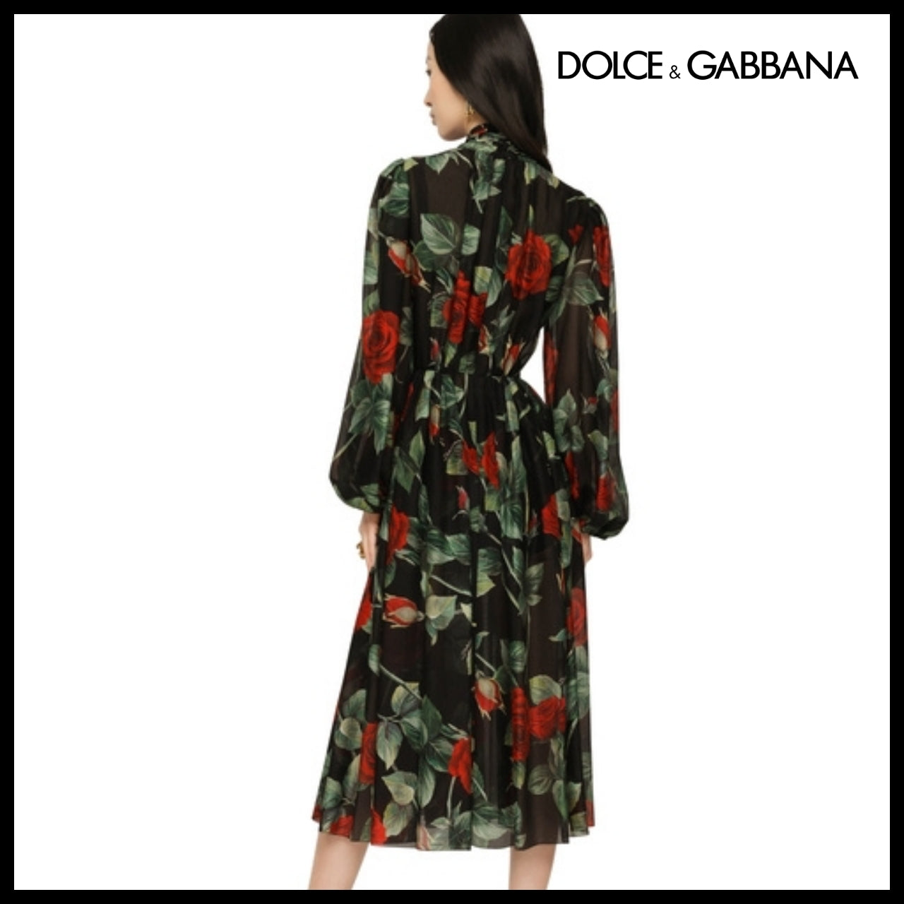 【Dolce & Gabbana】TEXTURED CHIFFON CALF-LENGTH DRESS