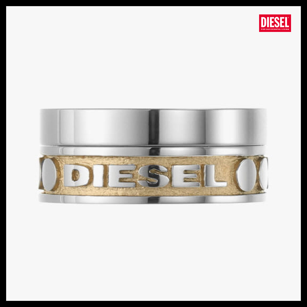【DIESEL】Silver and Gold Two-Tone Set Ring