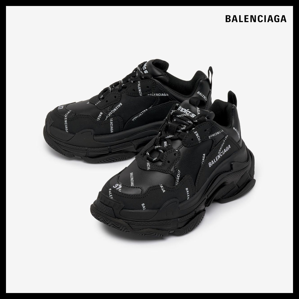 【BALENCIAGA】Triple S Sneaker Allover Logo Black