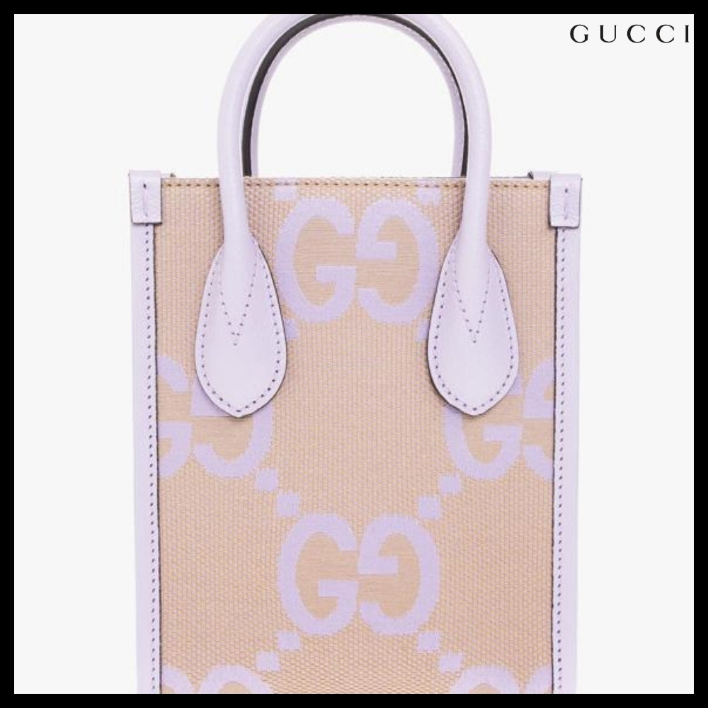 【GUCCI 】Jumbo GG Logo Mini Tote Bag BEIGE LAPIS