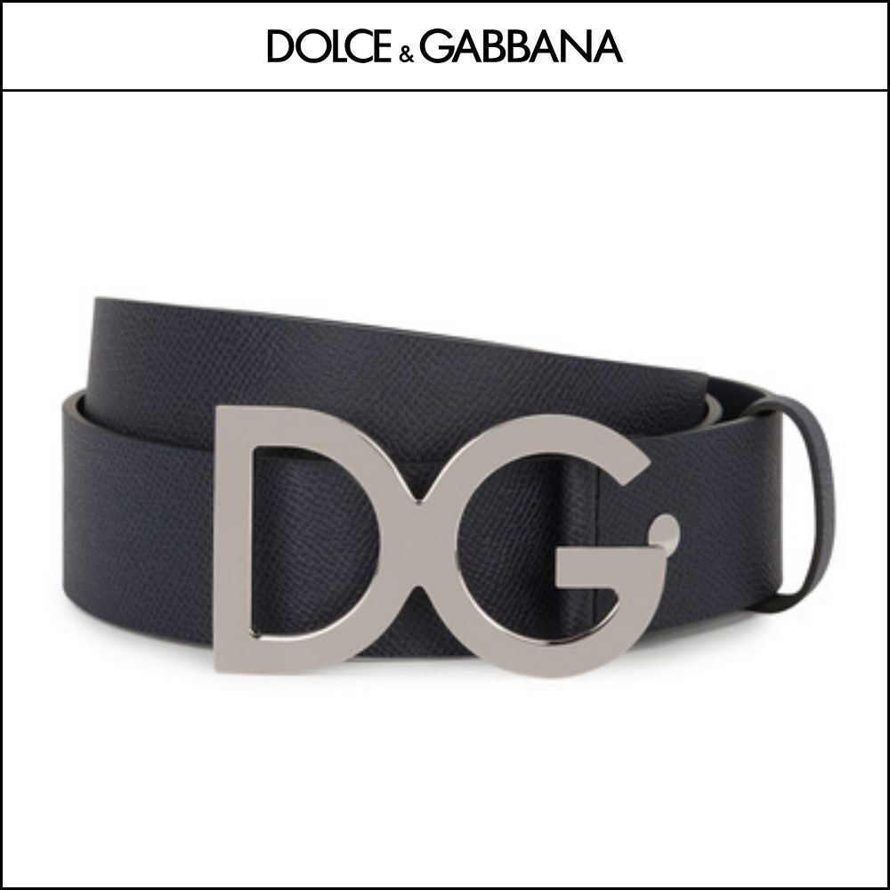 【Dolce & Gabbana】HAMMERED LEATHER BELT DG BUCKLE
