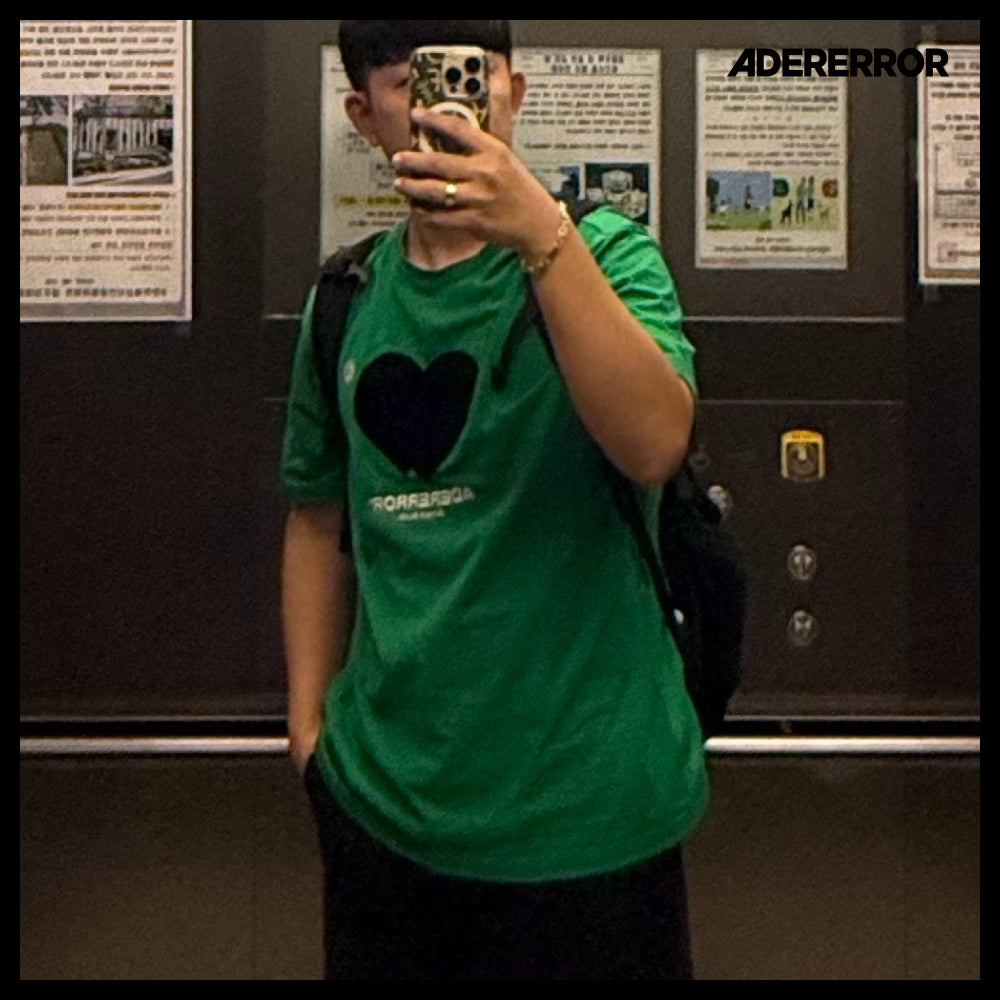 【ADERERROR】Twin Heart Logo T-Shirt Green