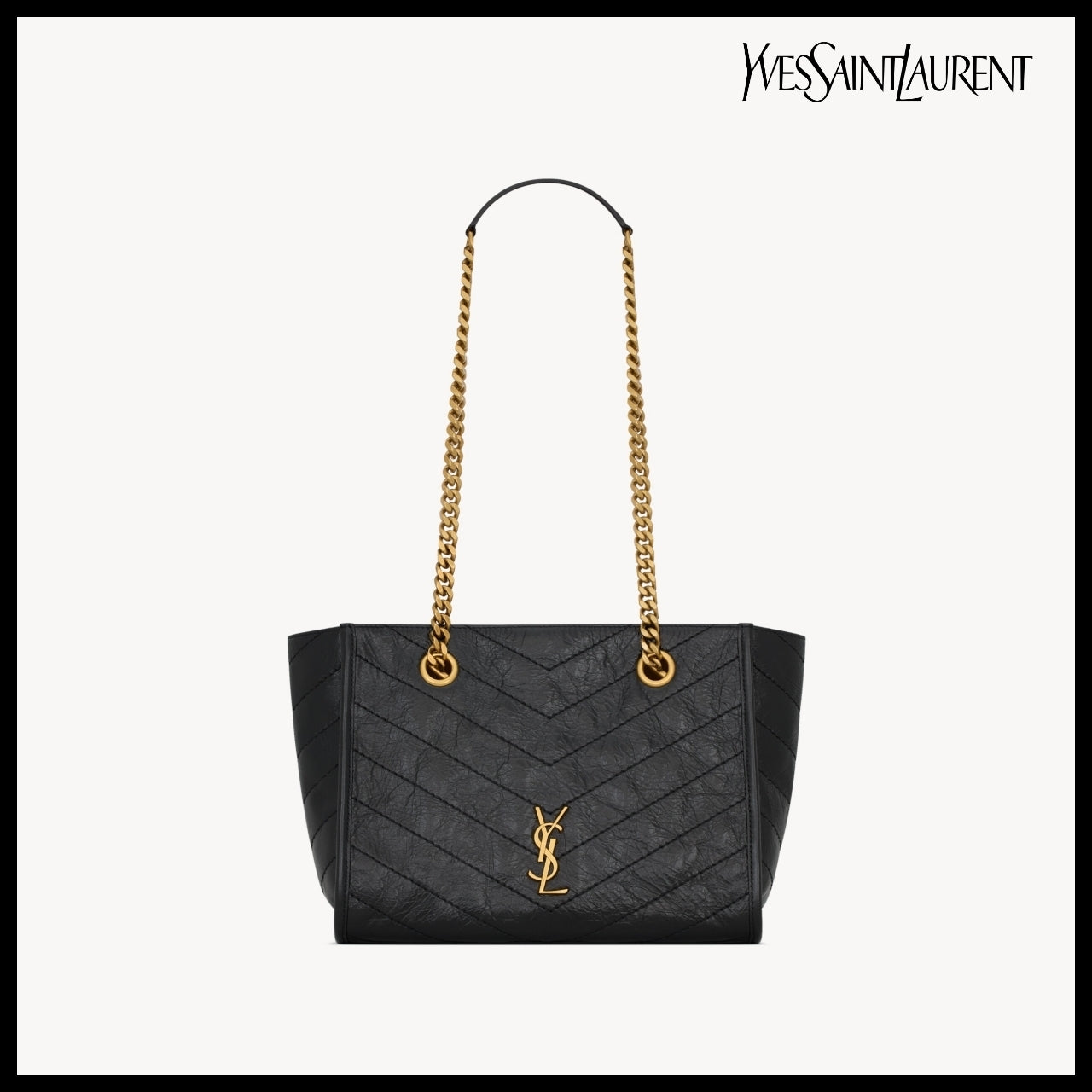 【Saint Laurent】Vintage Leather Small Shopping Tote