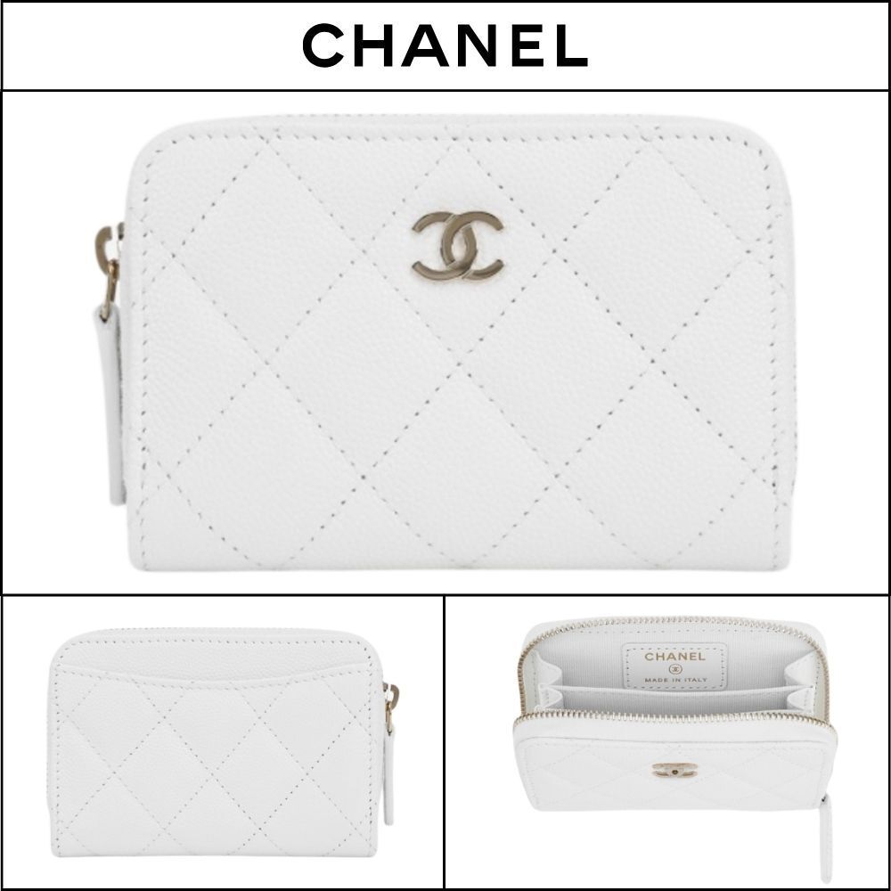 【CHANEL】Classic Zipped Coin Purse Grained Shiny Calfskin