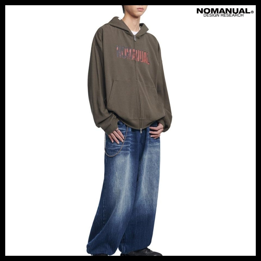 【NOMANUAL】NM WAFFLE HOODED ZIP UP 2 Colors