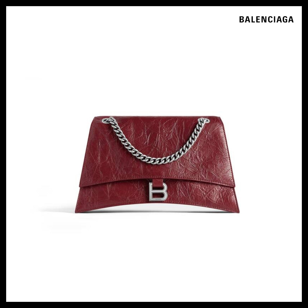 【BALENCIAGA】Crush Medium Chain Bag Dark Red